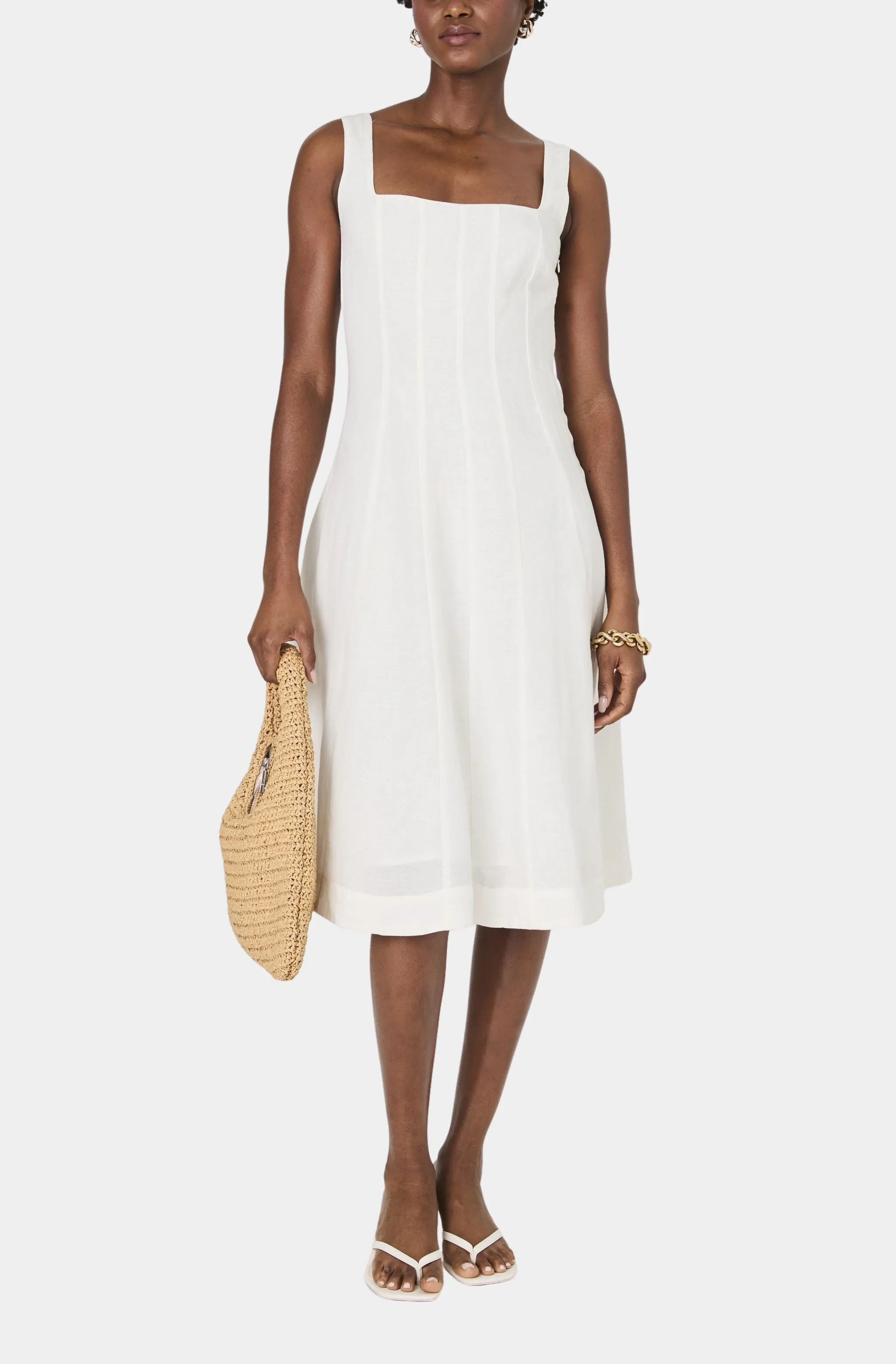 Birdie Linen Square Neck Dress