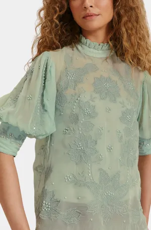 Blue Short Sleeve Blouse