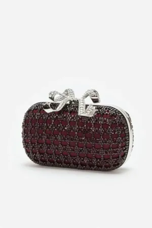 Chainmail Clutch Bag in Burgundy