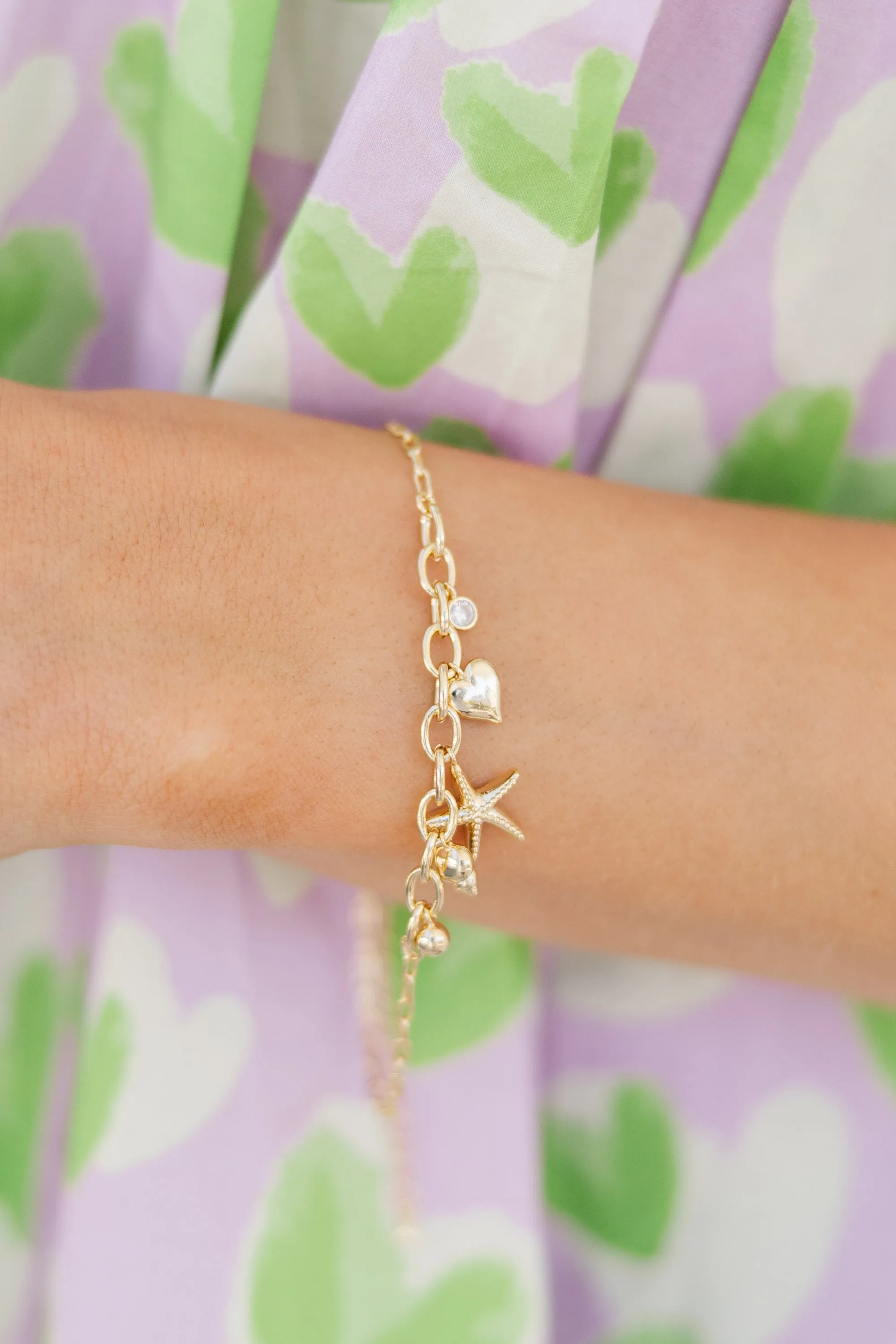 Coastal Cares Gold Charm Bracelet