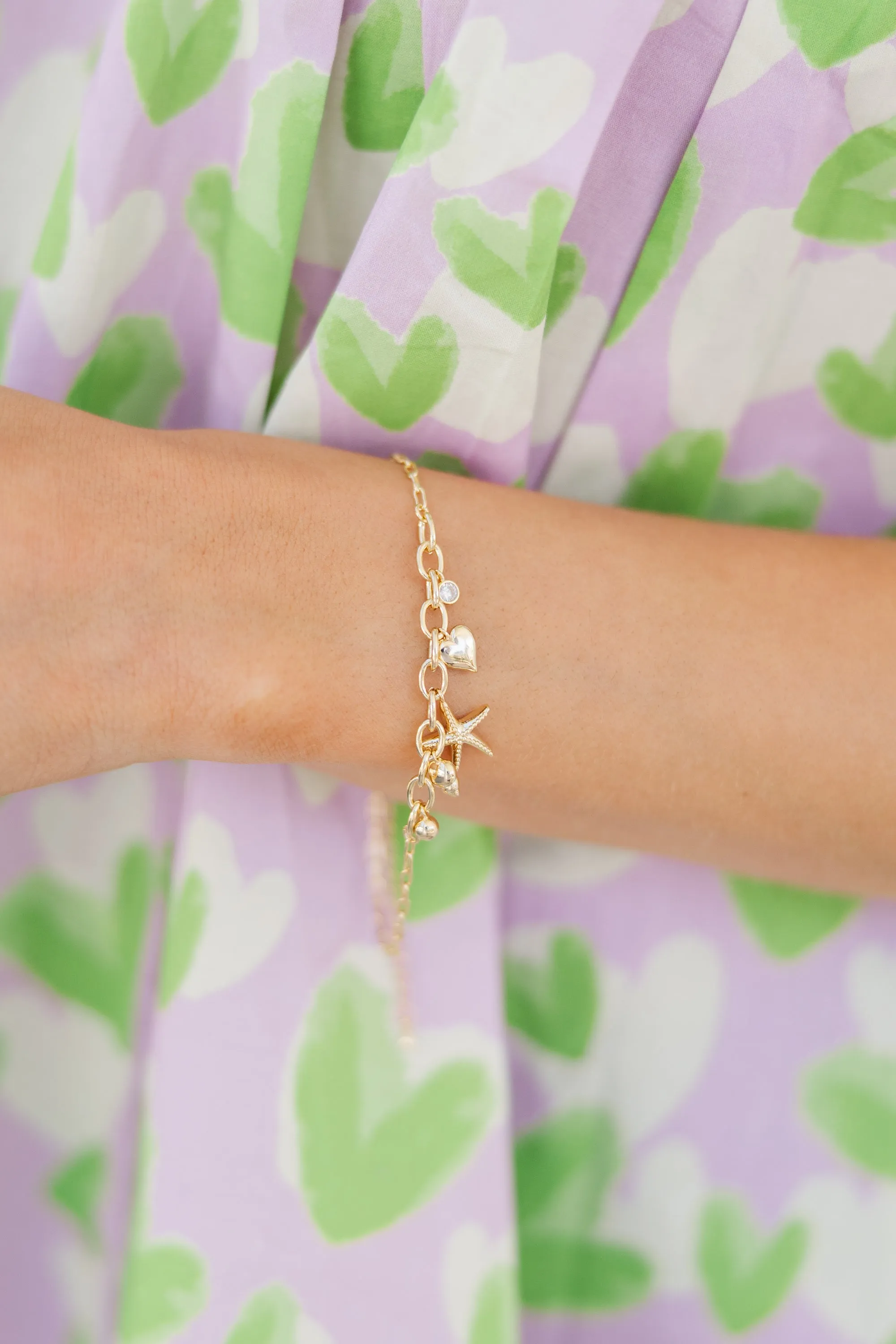 Coastal Cares Gold Charm Bracelet