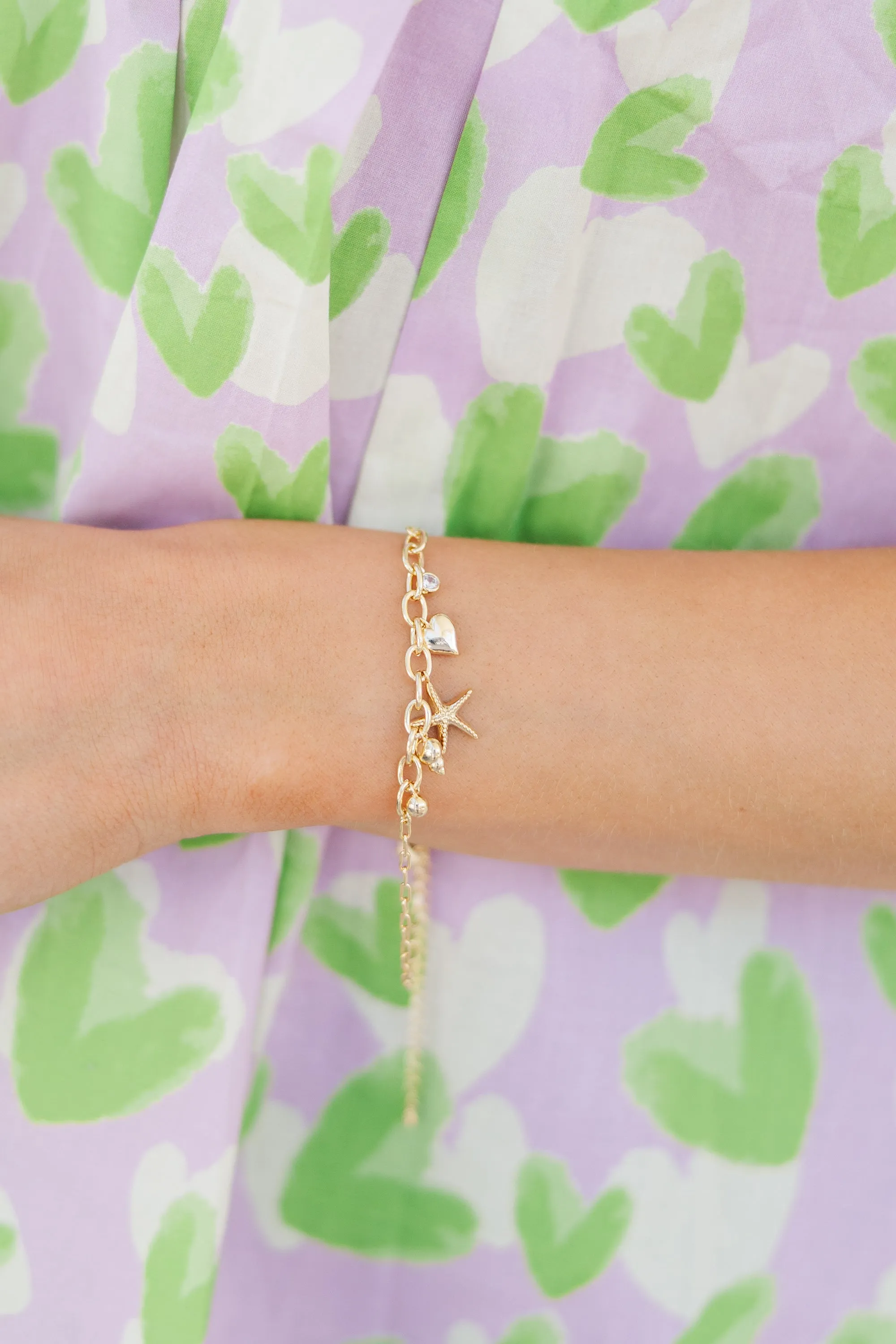 Coastal Cares Gold Charm Bracelet
