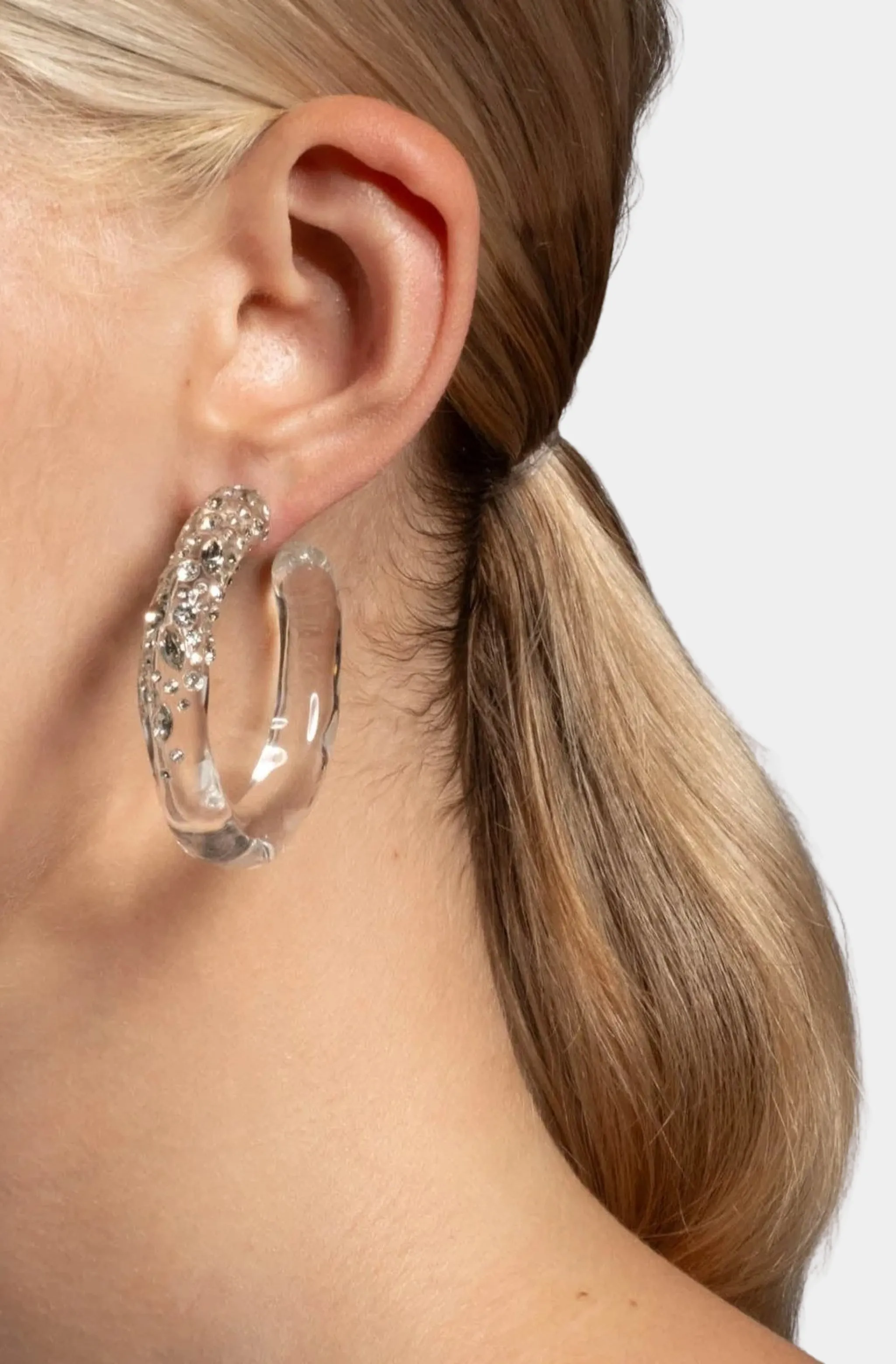 Confetti Crystal Lucite Hoop Earring