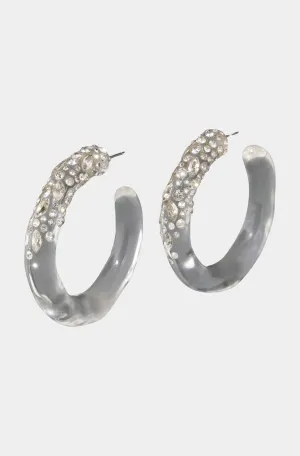 Confetti Crystal Lucite Hoop Earring