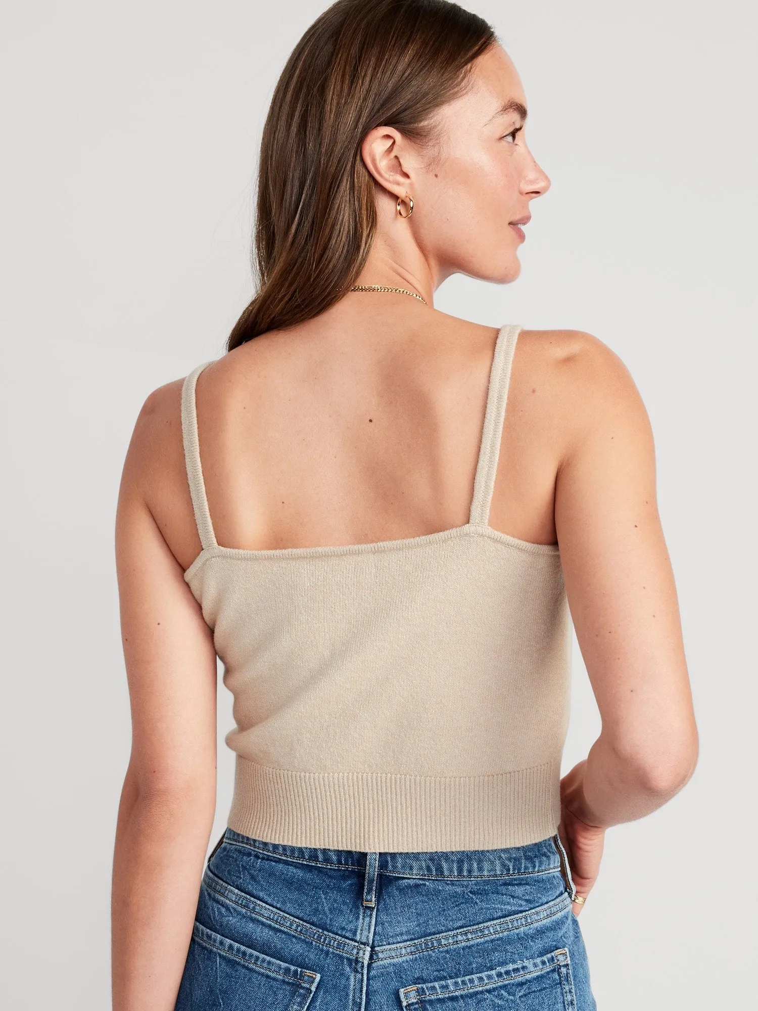 Cozy Cropped Sweater Tank Top for Women Old-Navy