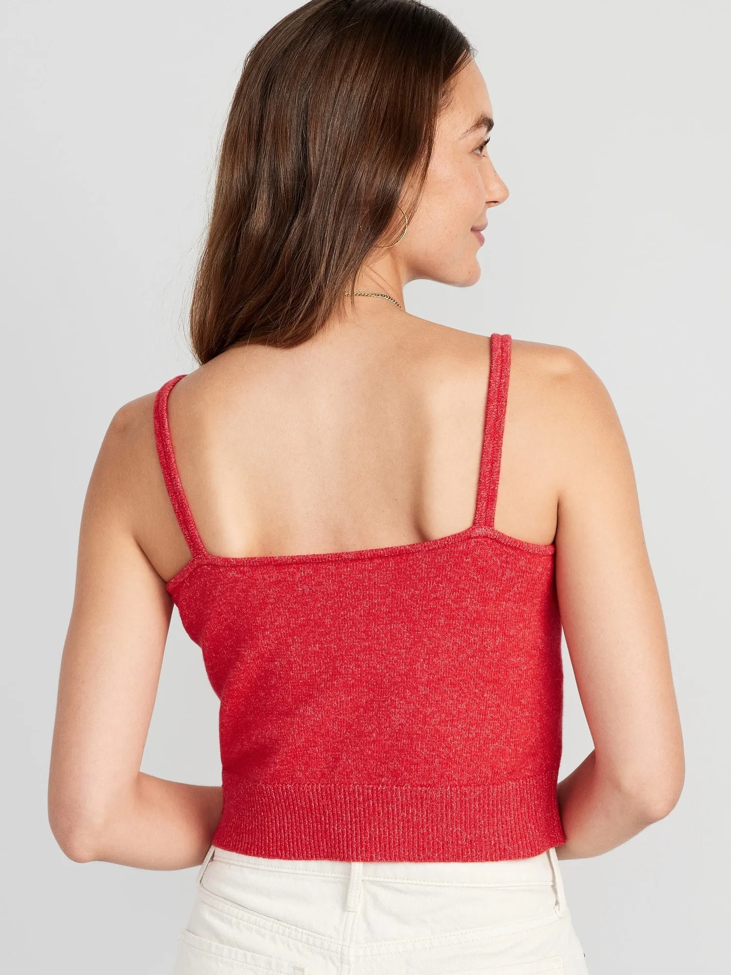 Cozy Cropped Sweater Tank Top for Women Old-Navy