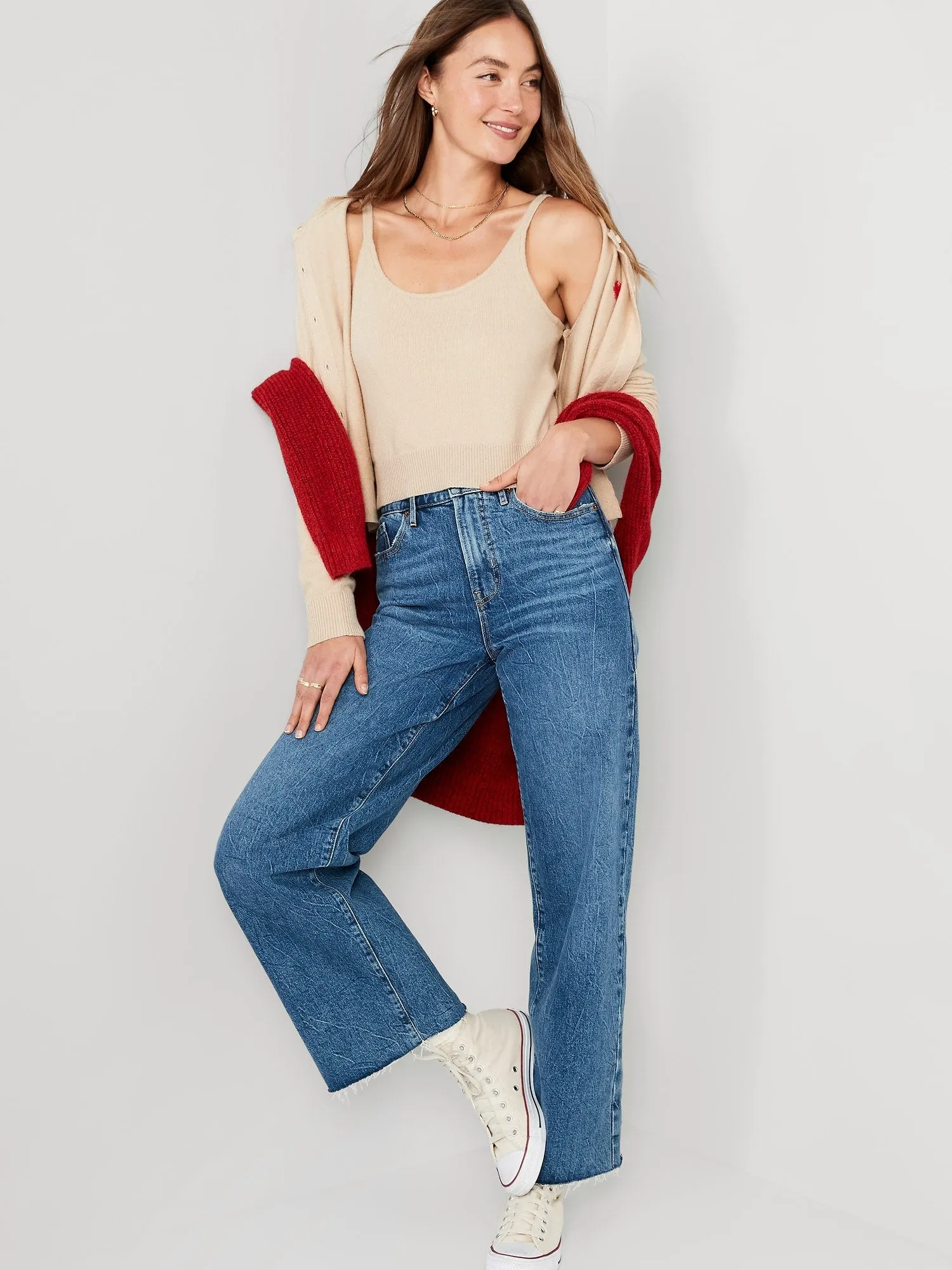 Cozy Cropped Sweater Tank Top for Women Old-Navy