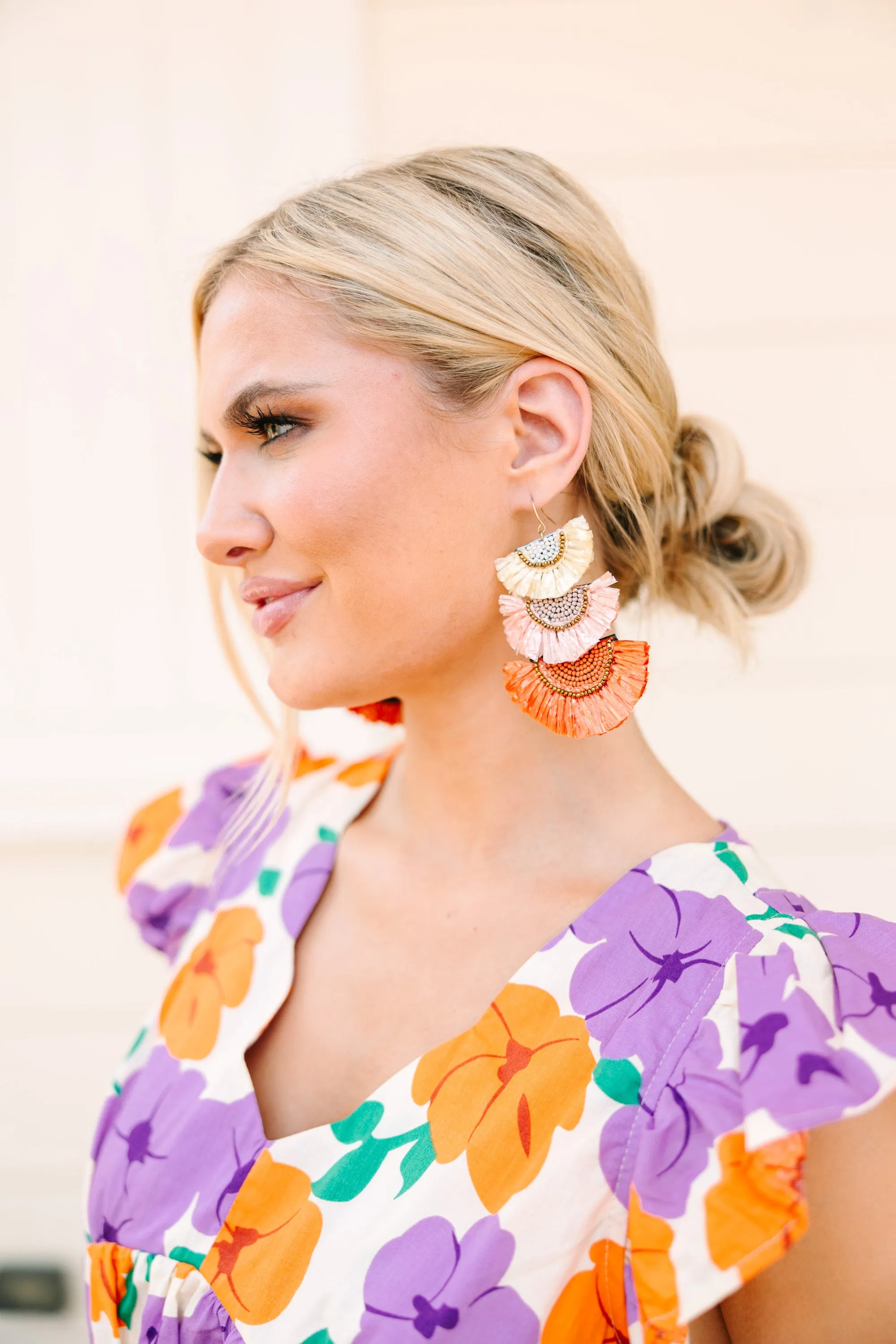 Divine Dreams Orange Raffia Earrings