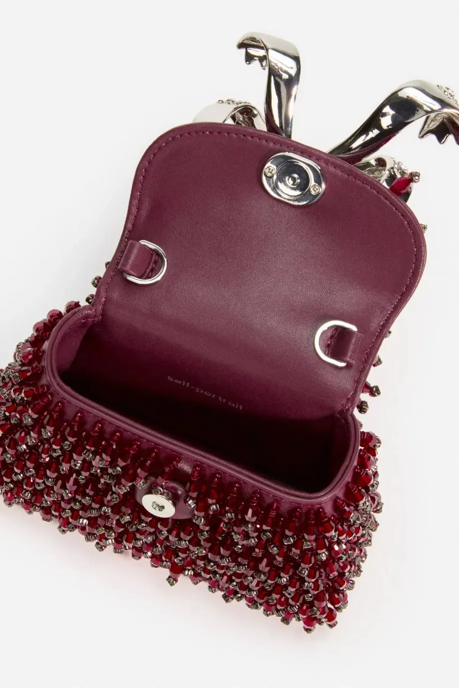 Embellished Bow Mini Bag in Burgundy