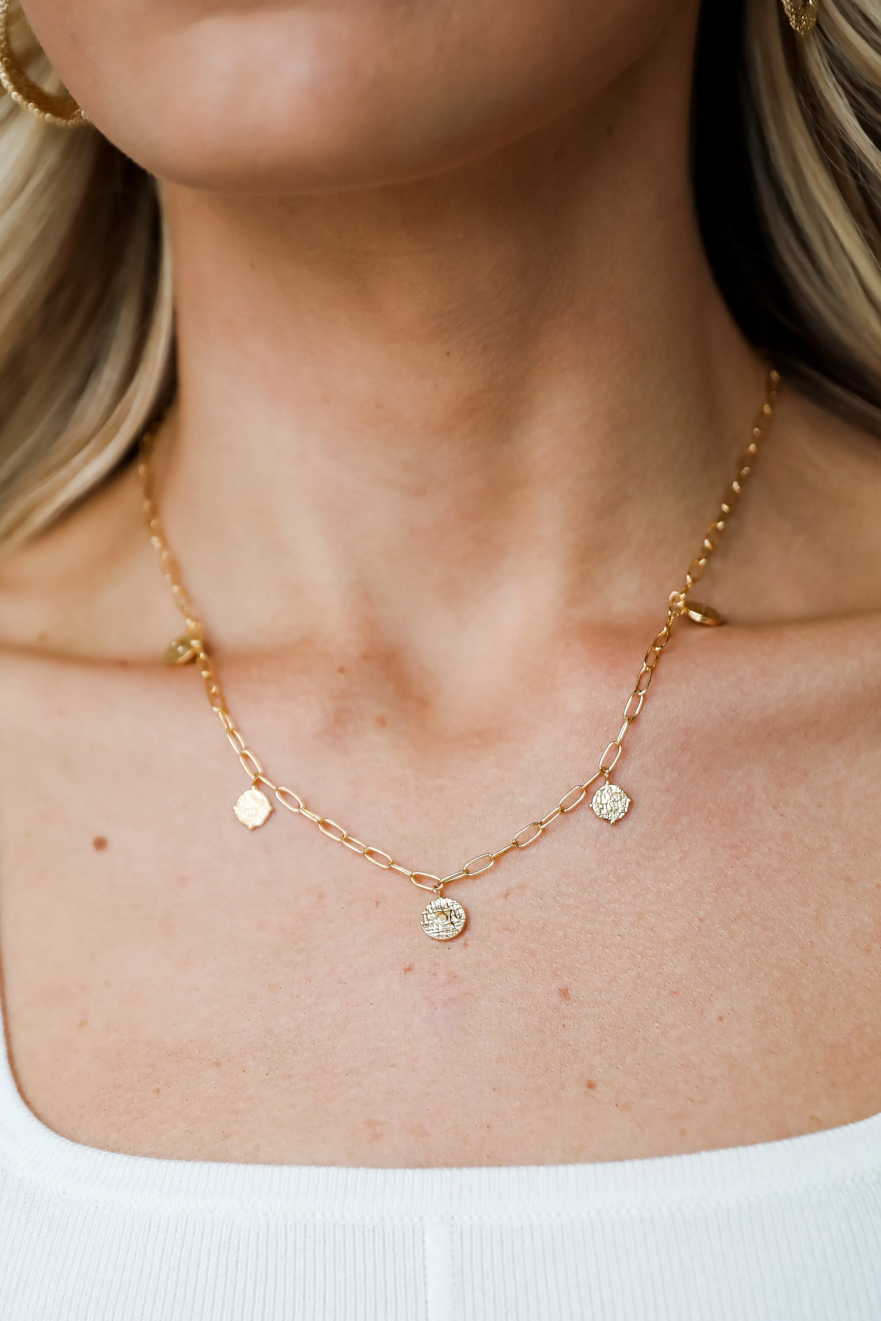 FINAL SALE - Rachel Gold Coin Charm Necklace