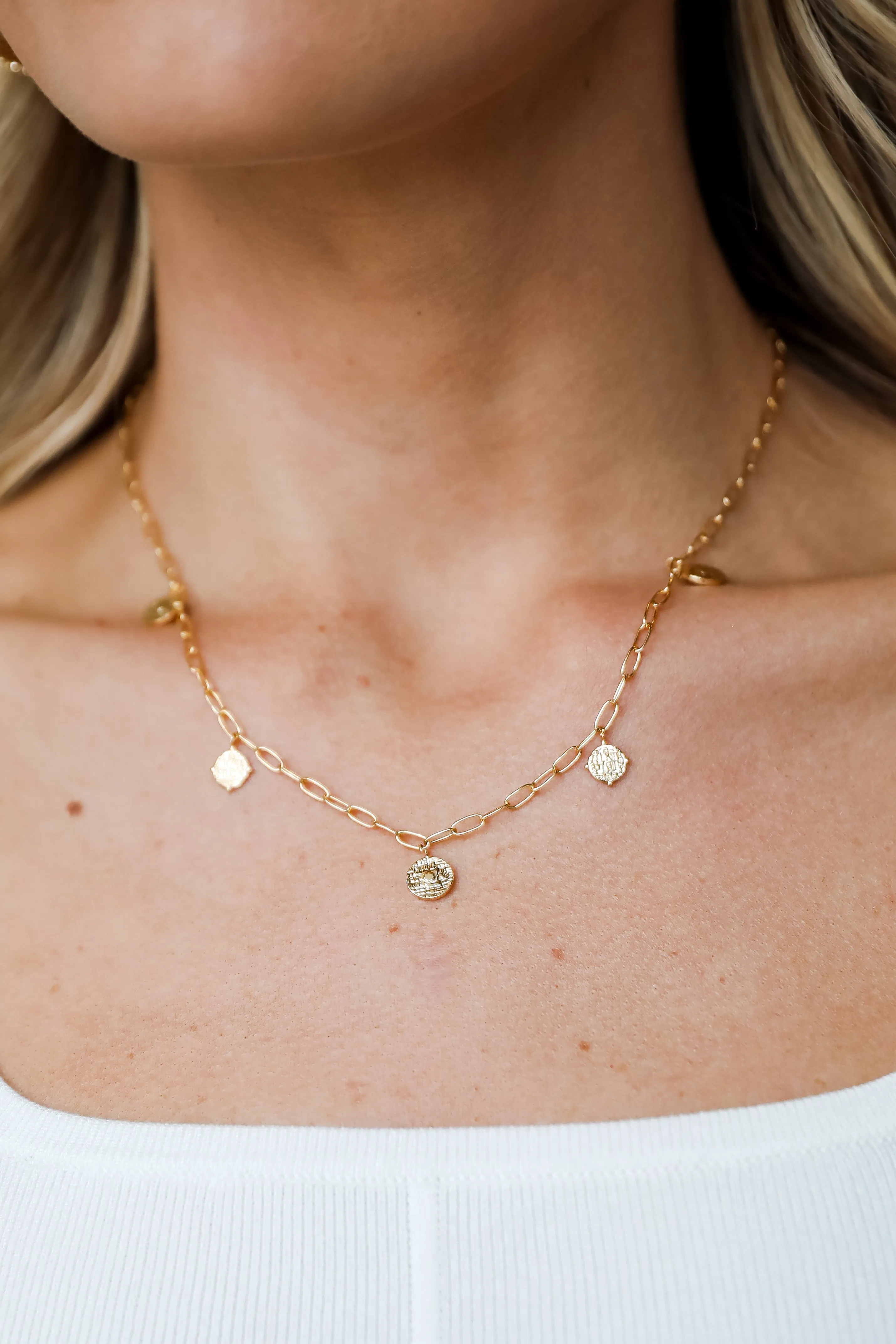 FINAL SALE - Rachel Gold Coin Charm Necklace