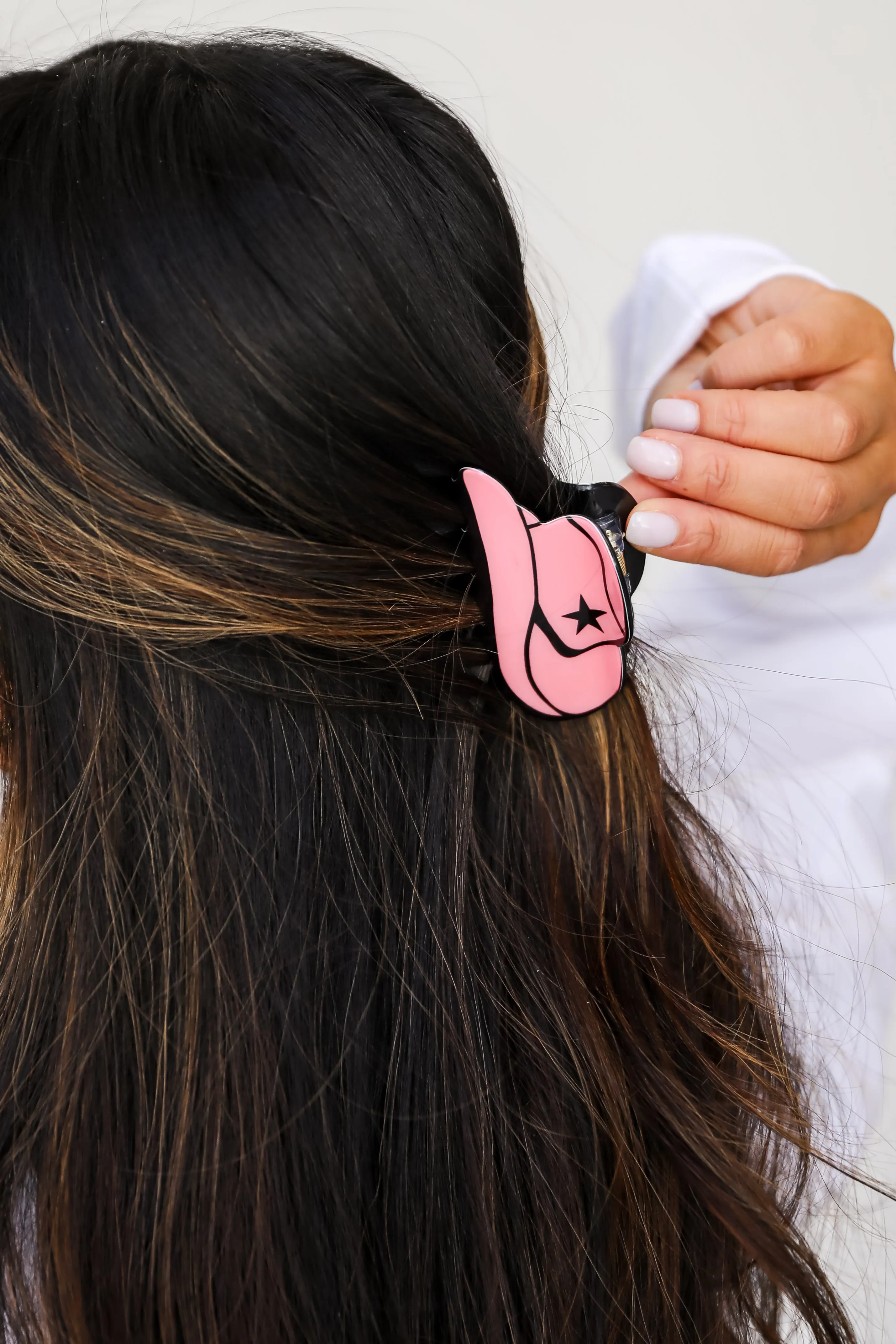 FINAL SALE - Wild Wild West Pink Cowboy Hat Claw Hair Clip