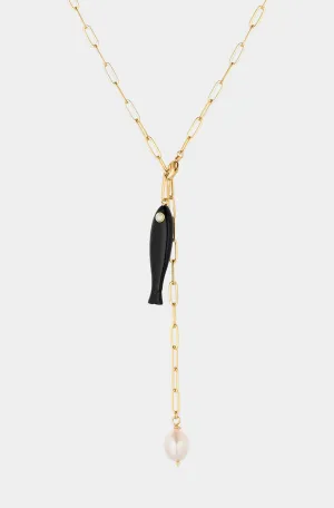Fortuna Onyx Lariat Necklace