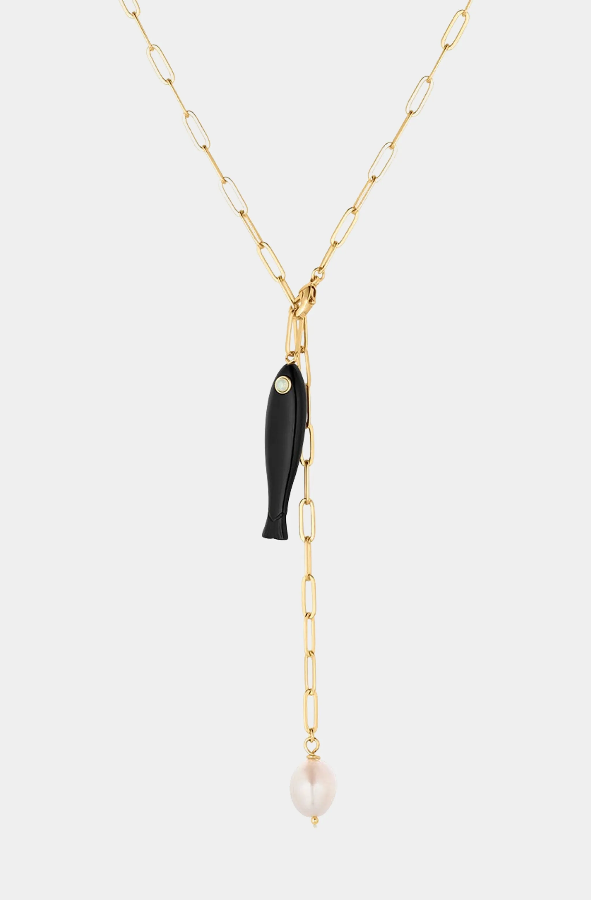 Fortuna Onyx Lariat Necklace