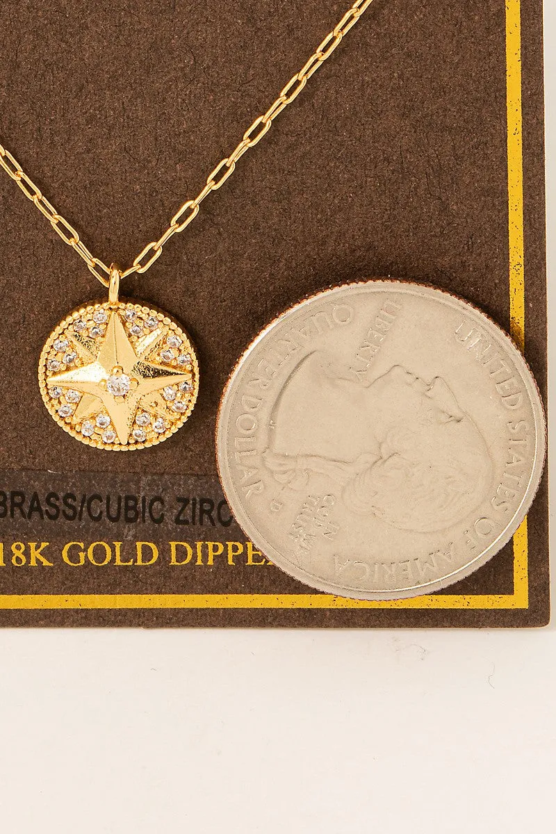 Gold Dipped North Star Coin Necklace
