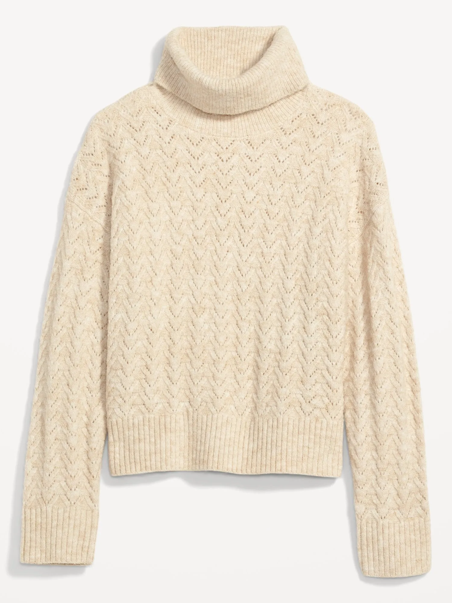 Heathered Pointelle-Knit Turtleneck Sweater for Women Old-Navy