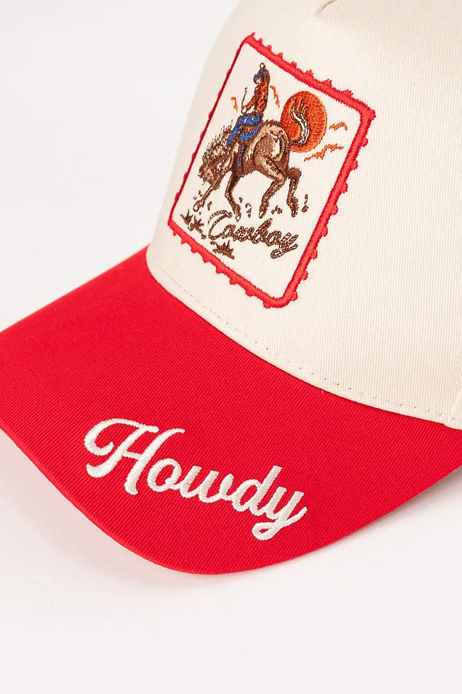 Howdy Cowboy Red Baseball Hat