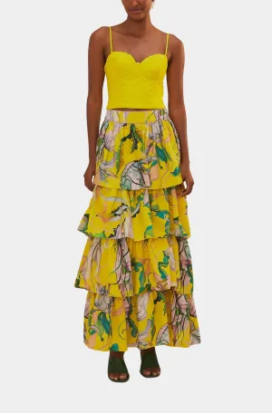 Jellyfish Bouquet Yellow Maxi Skirt
