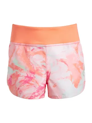 Kids Girl's Printed Scratched Paint Elastic Waist Shorts,Pink/Coral