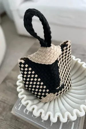 Kyoto Clutch Bag in Black and White