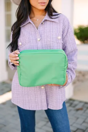 Let's Get Going Kelly Green Varsity Cosmetic Bag, X-Large