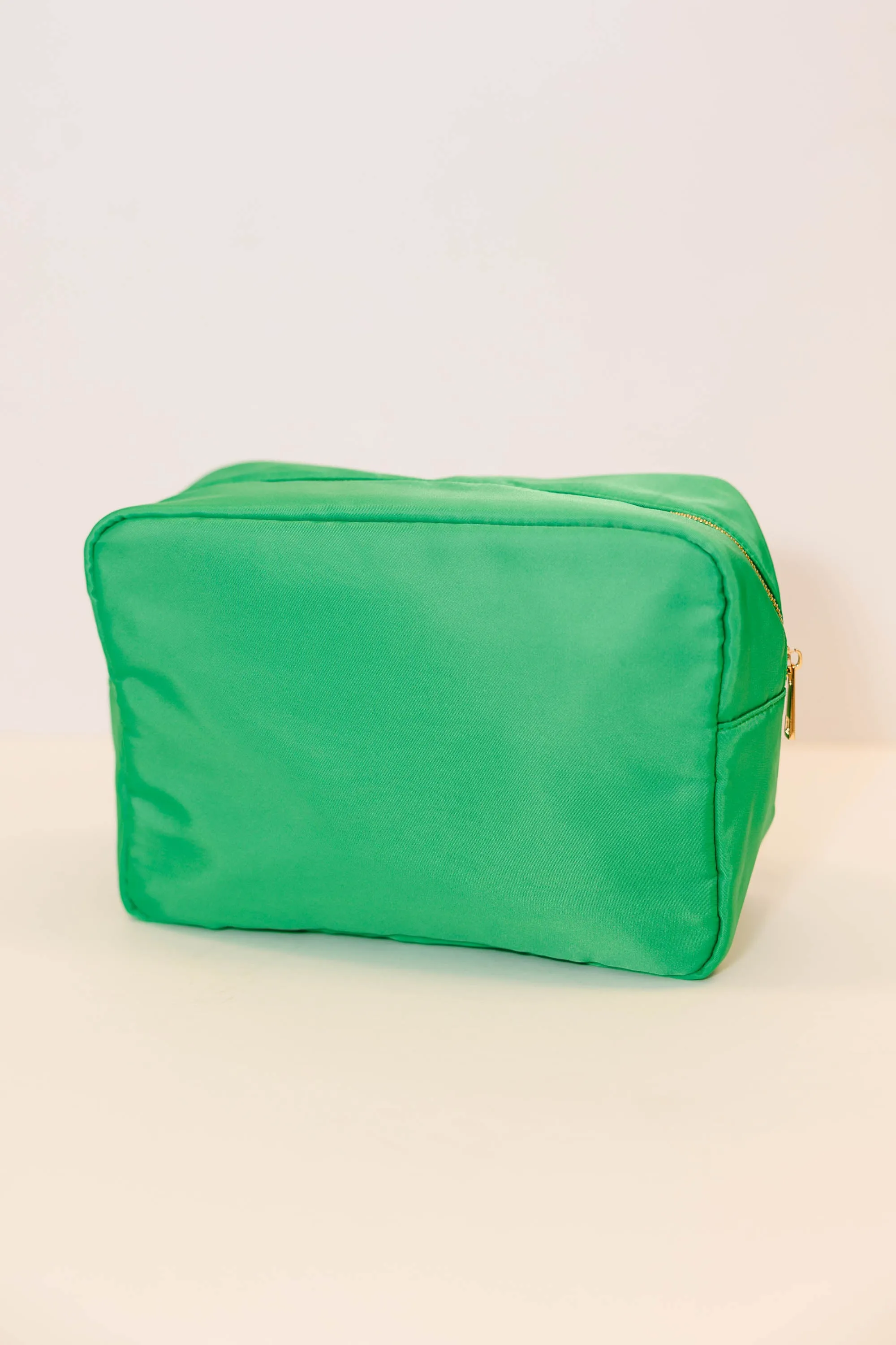 Let's Get Going Kelly Green Varsity Cosmetic Bag, X-Large