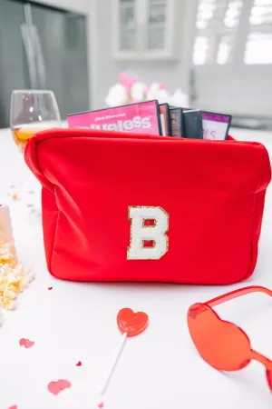 Let's Get Going Red Varsity Cosmetic Bag, X-Large