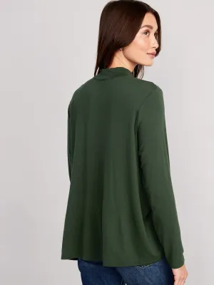Long-Sleeve Luxe Mock-Neck Swing T-Shirt for Women Old-Navy