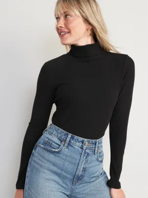Long-Sleeve Rib-Knit Turtleneck Top 2-Pack for Women - Black Old-Navy