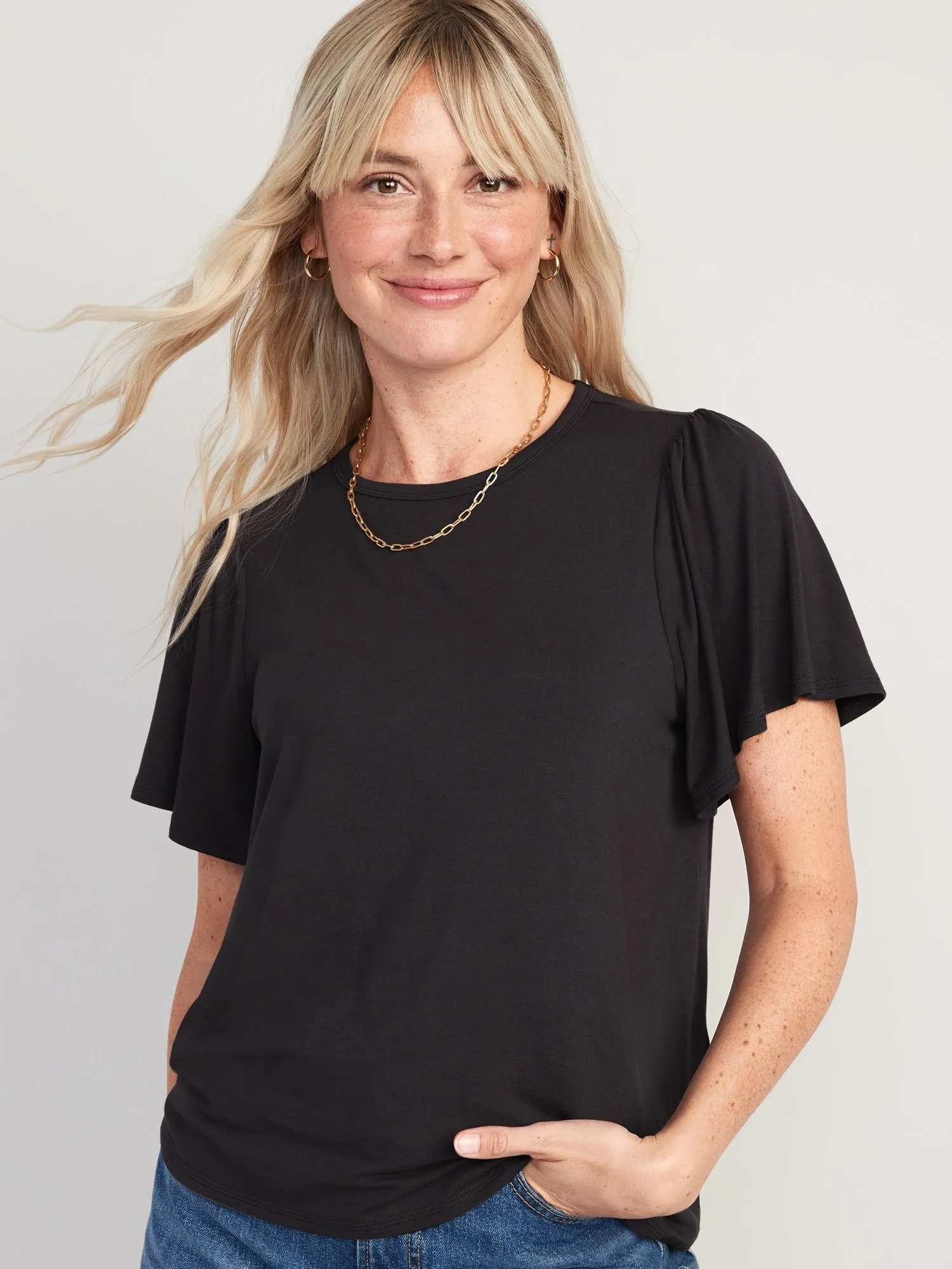 Luxe Flutter-Sleeve Top for Women Old-Navy