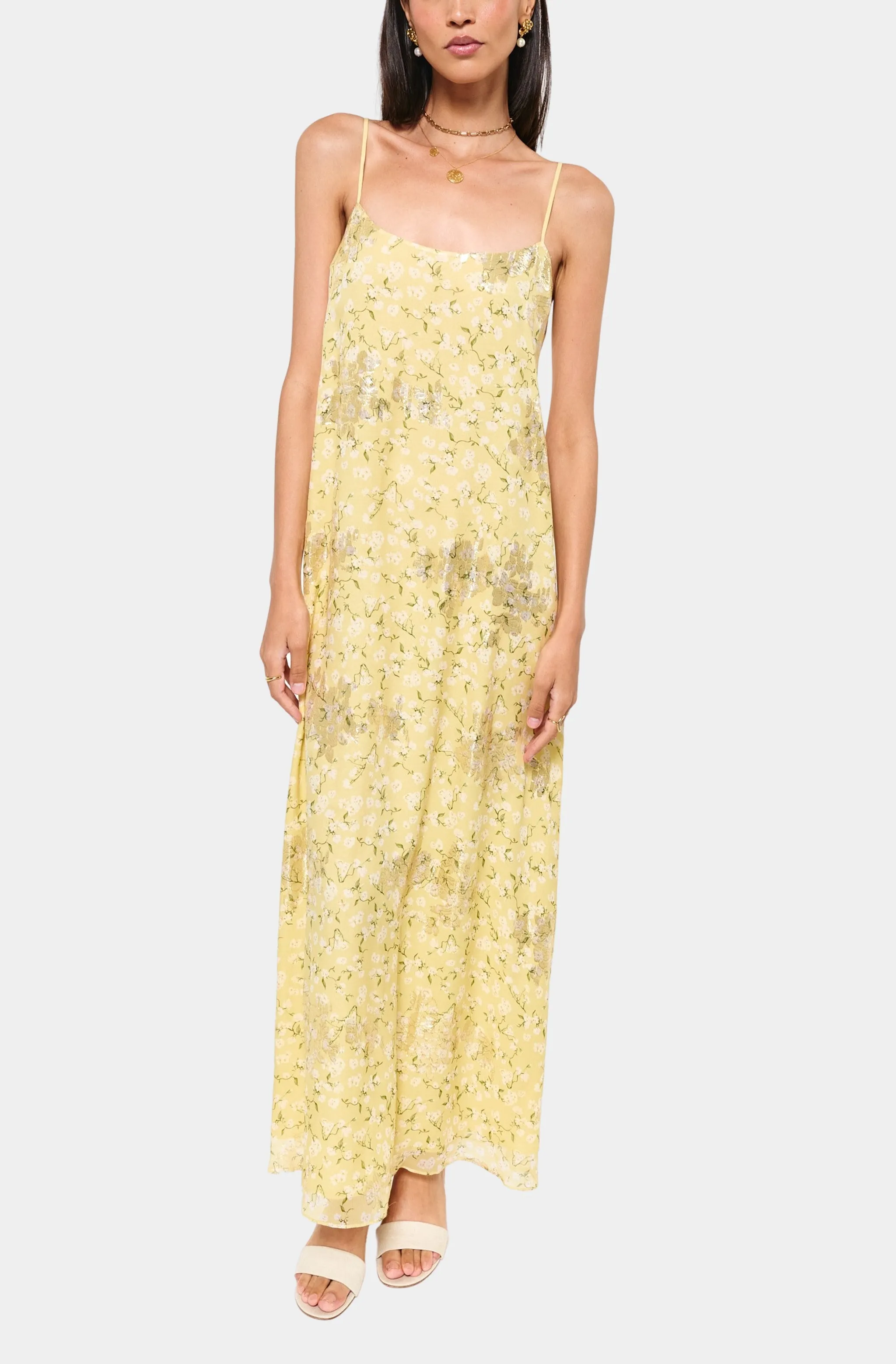 Luz Metallic Chiffon Dress