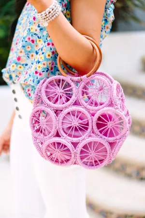 On My Mind Fuchsia Pink Straw Purse