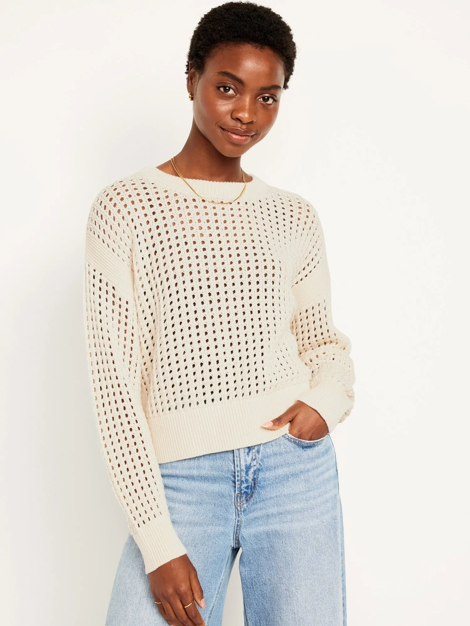 Open-Stitch Sweater for Women