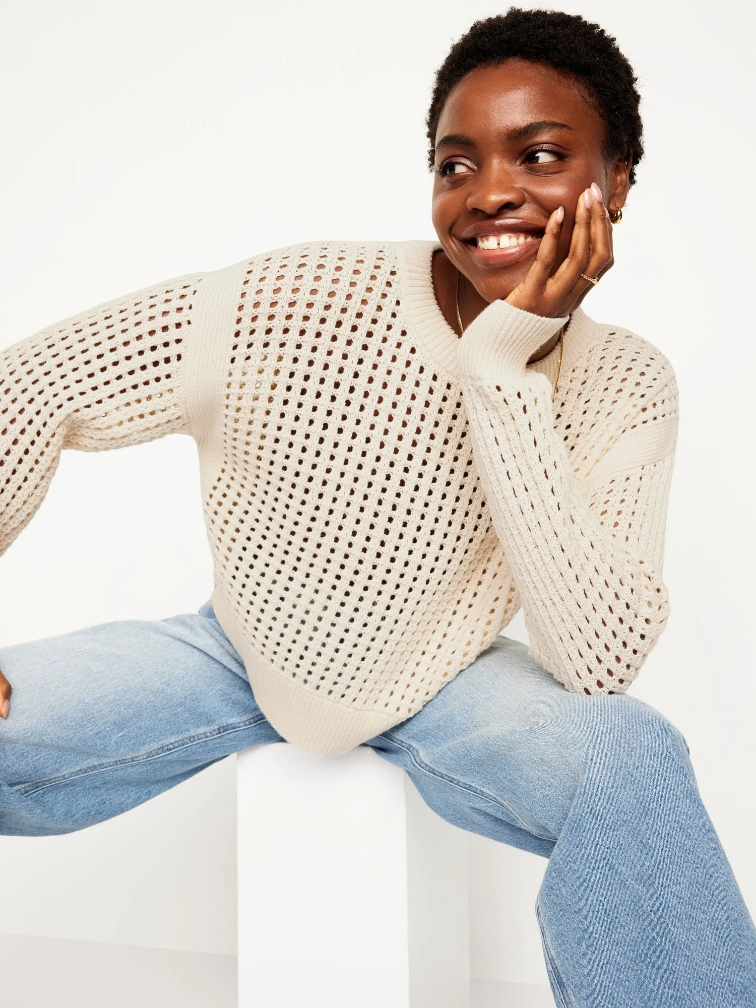 Open-Stitch Sweater for Women