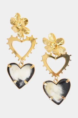 Openwork Flower Heart Earrings