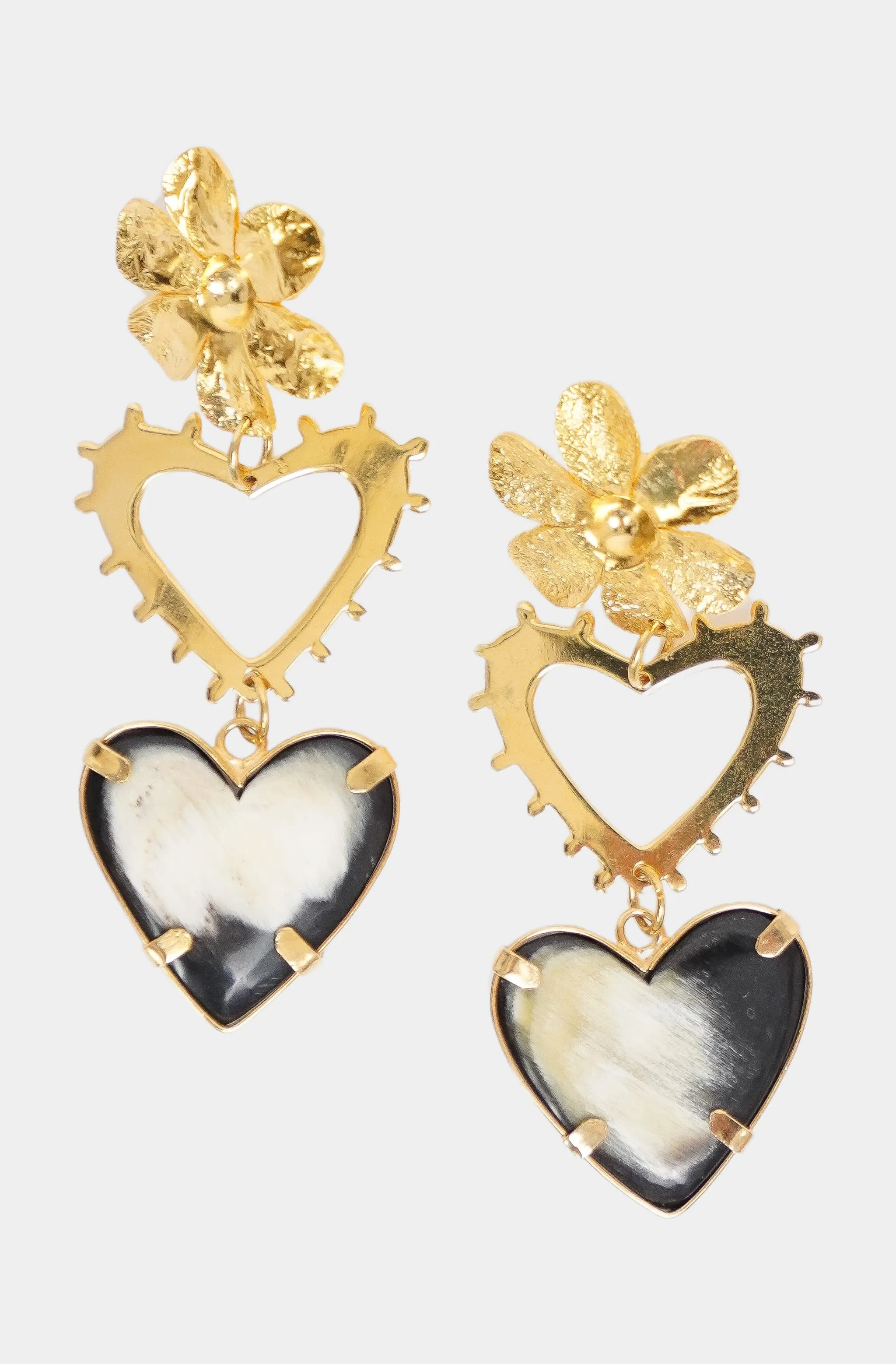 Openwork Flower Heart Earrings