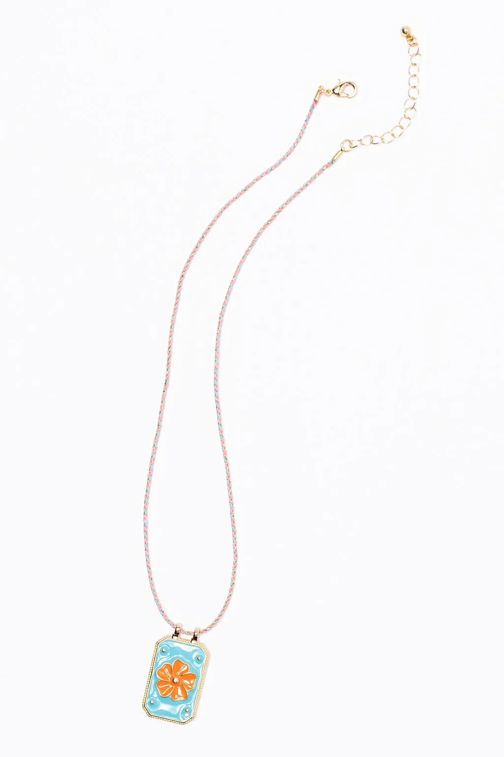 Orange Flower Tag Necklace