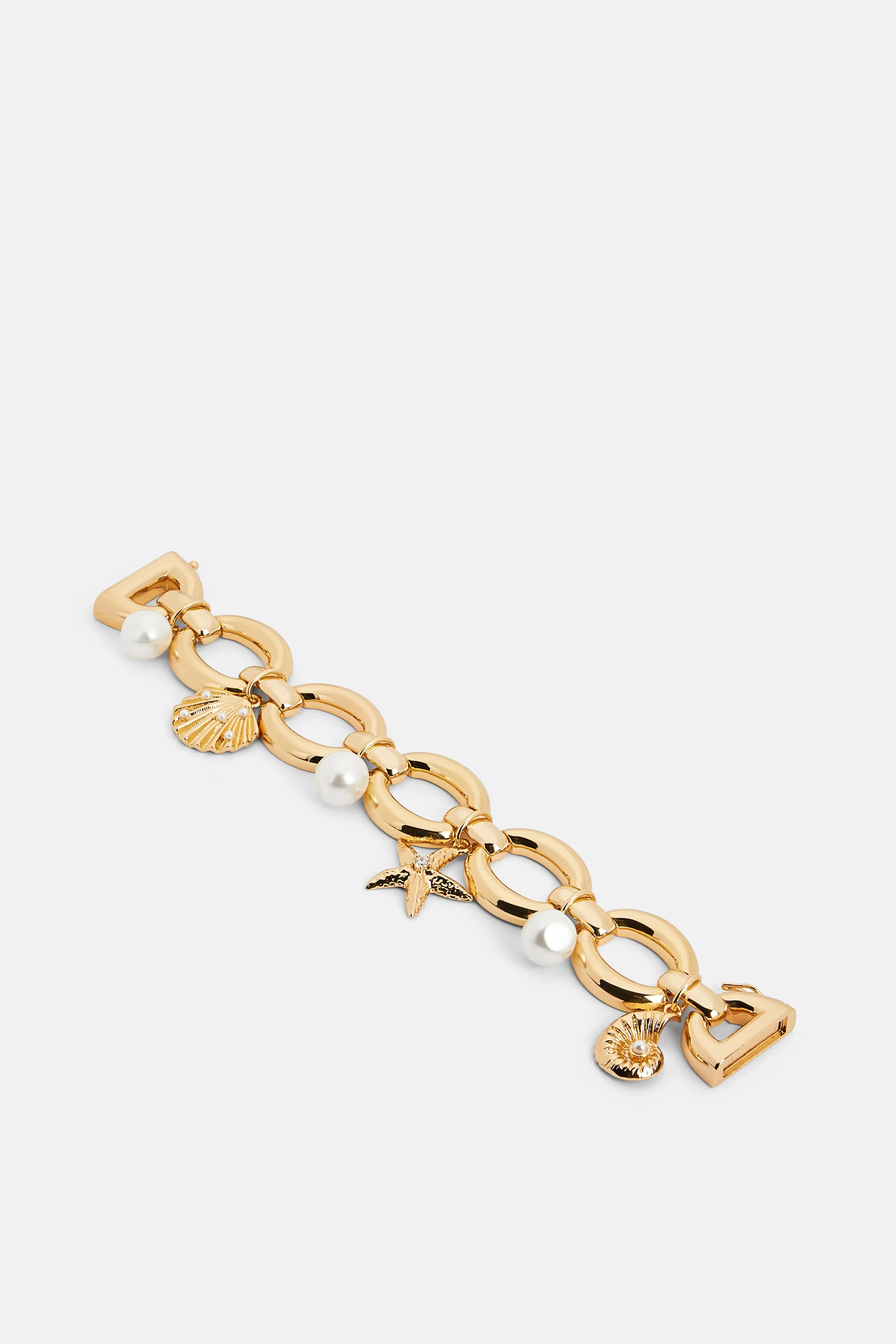 Pearl Shell Charms Bracelet in Gold