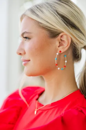 Peppy Fun Red White and Blue Multi Hoop Earrings