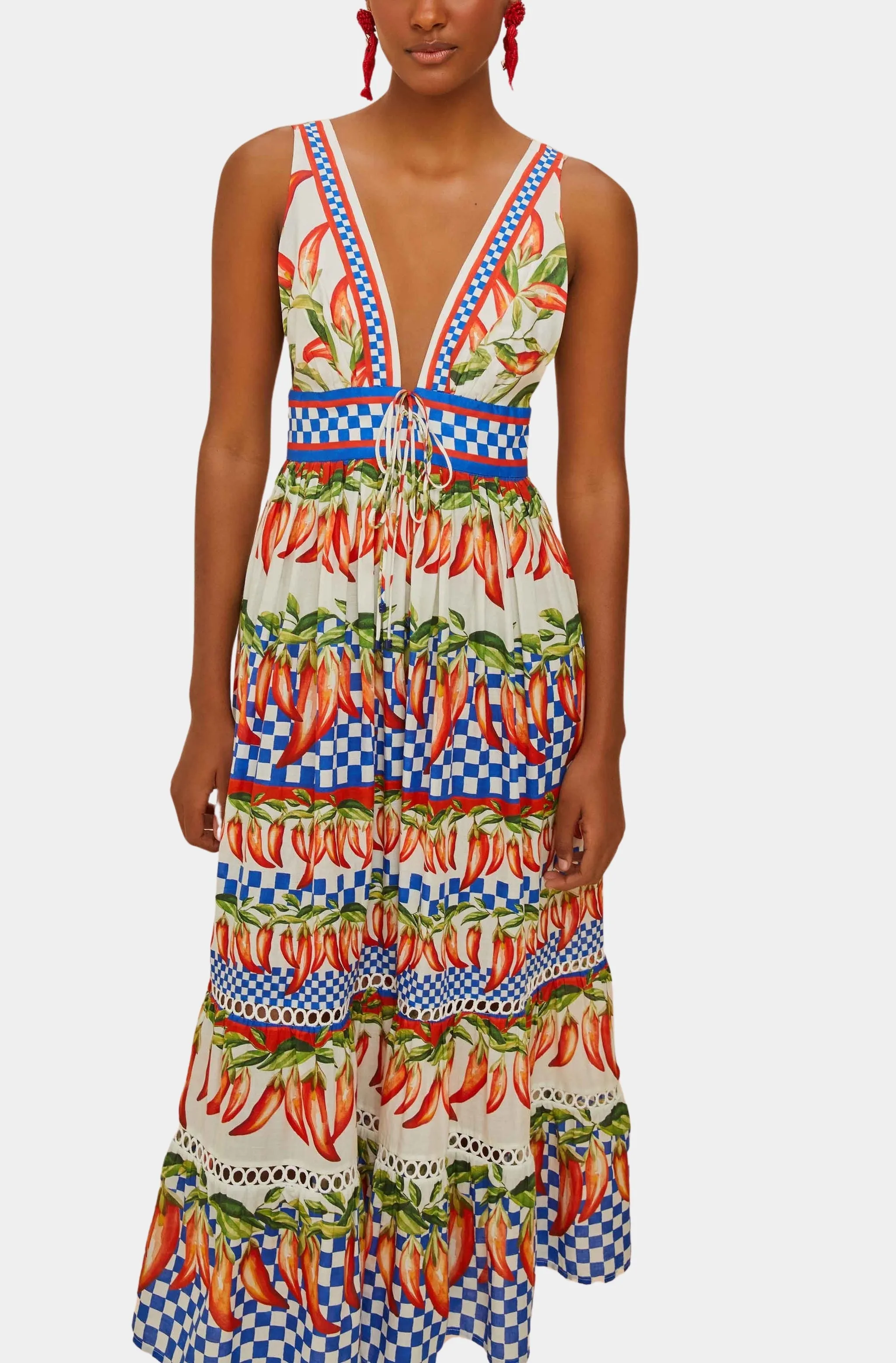 Picnic Peppers Ainika Off-White Midi Dress