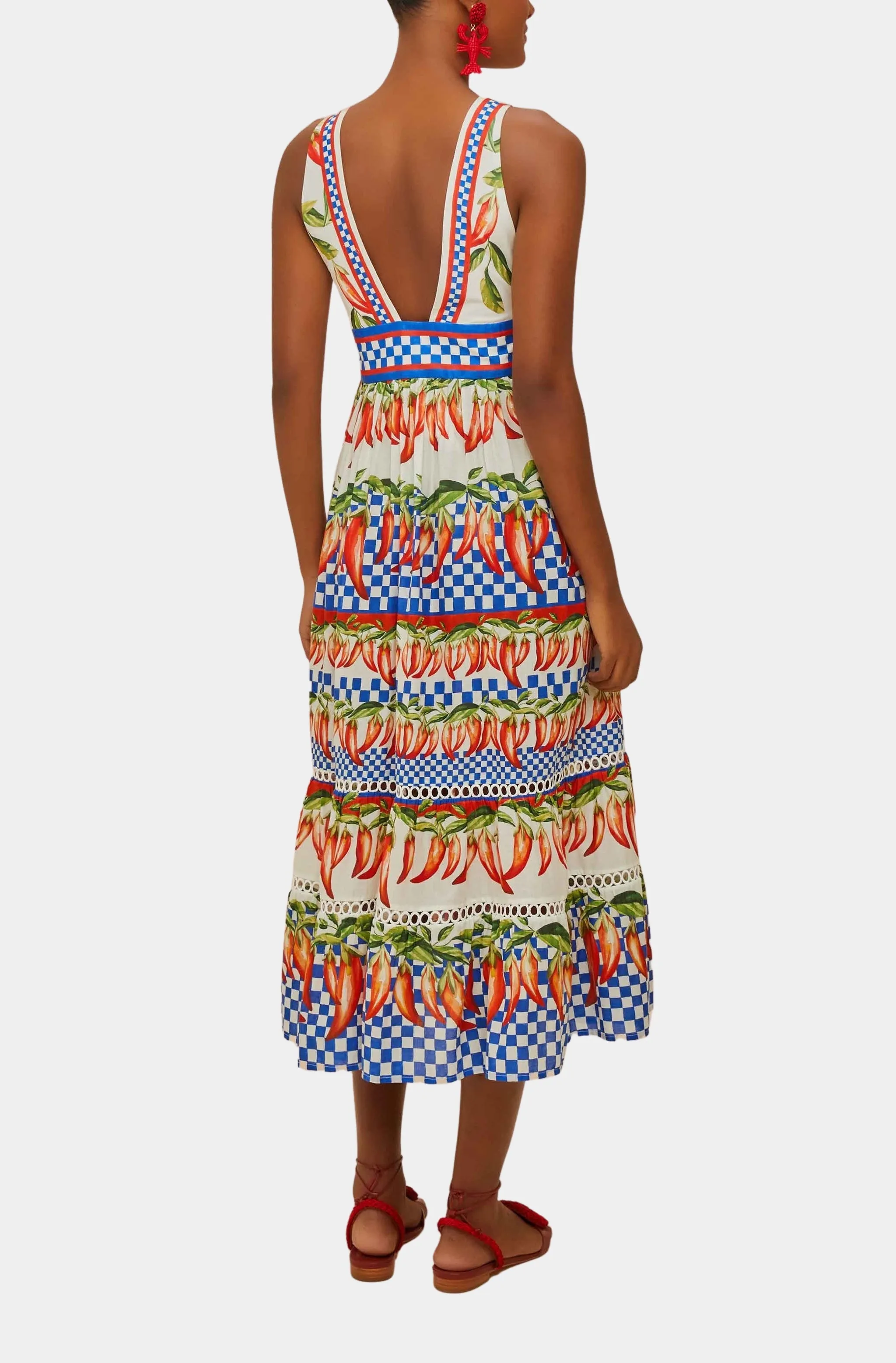 Picnic Peppers Ainika Off-White Midi Dress