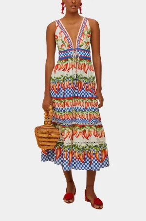 Picnic Peppers Ainika Off-White Midi Dress