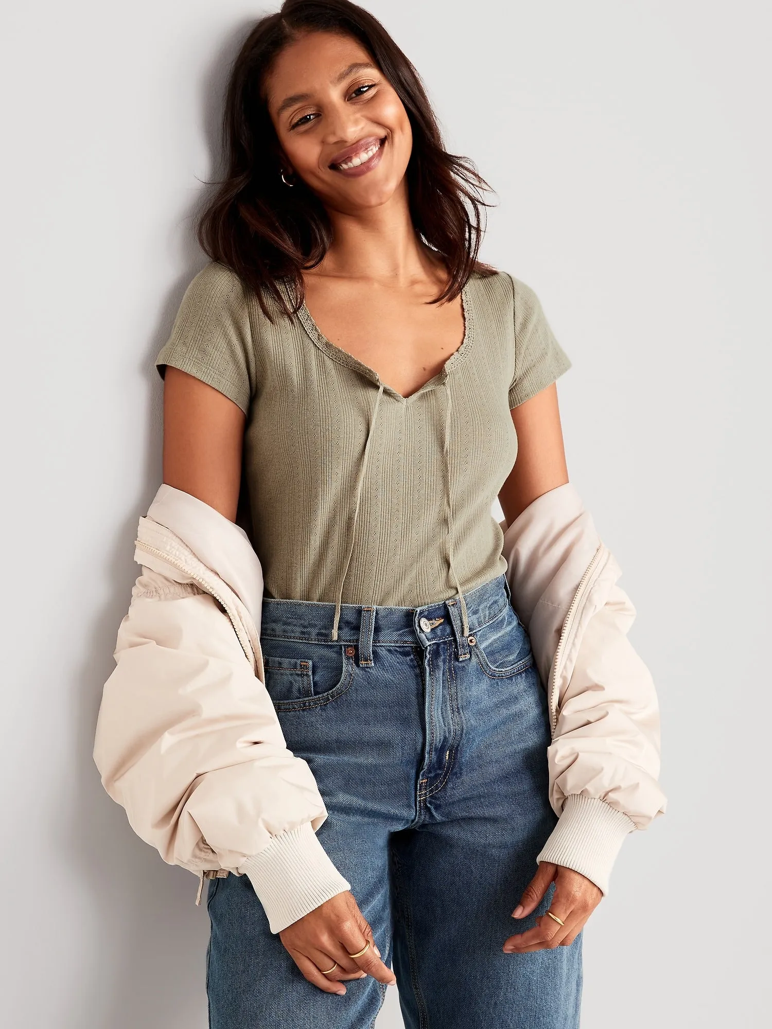 Pointelle-Knit Top for Women Old-Navy