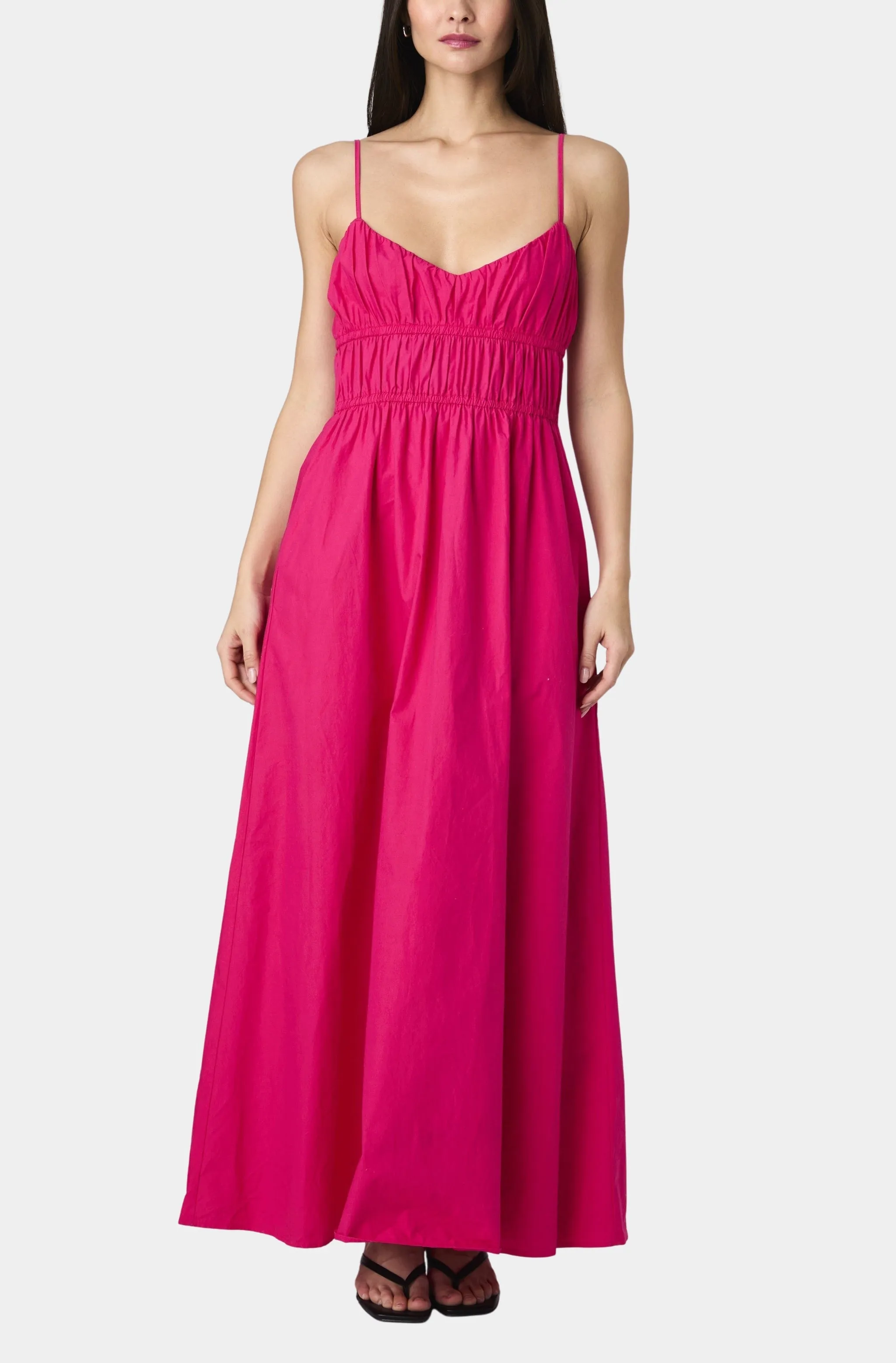 Poplin Ruched Maxi Dress