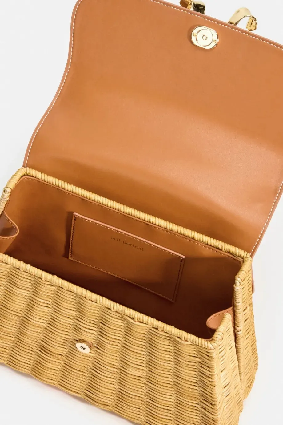 Rattan Bow Top Handle Mini Bag in Brown
