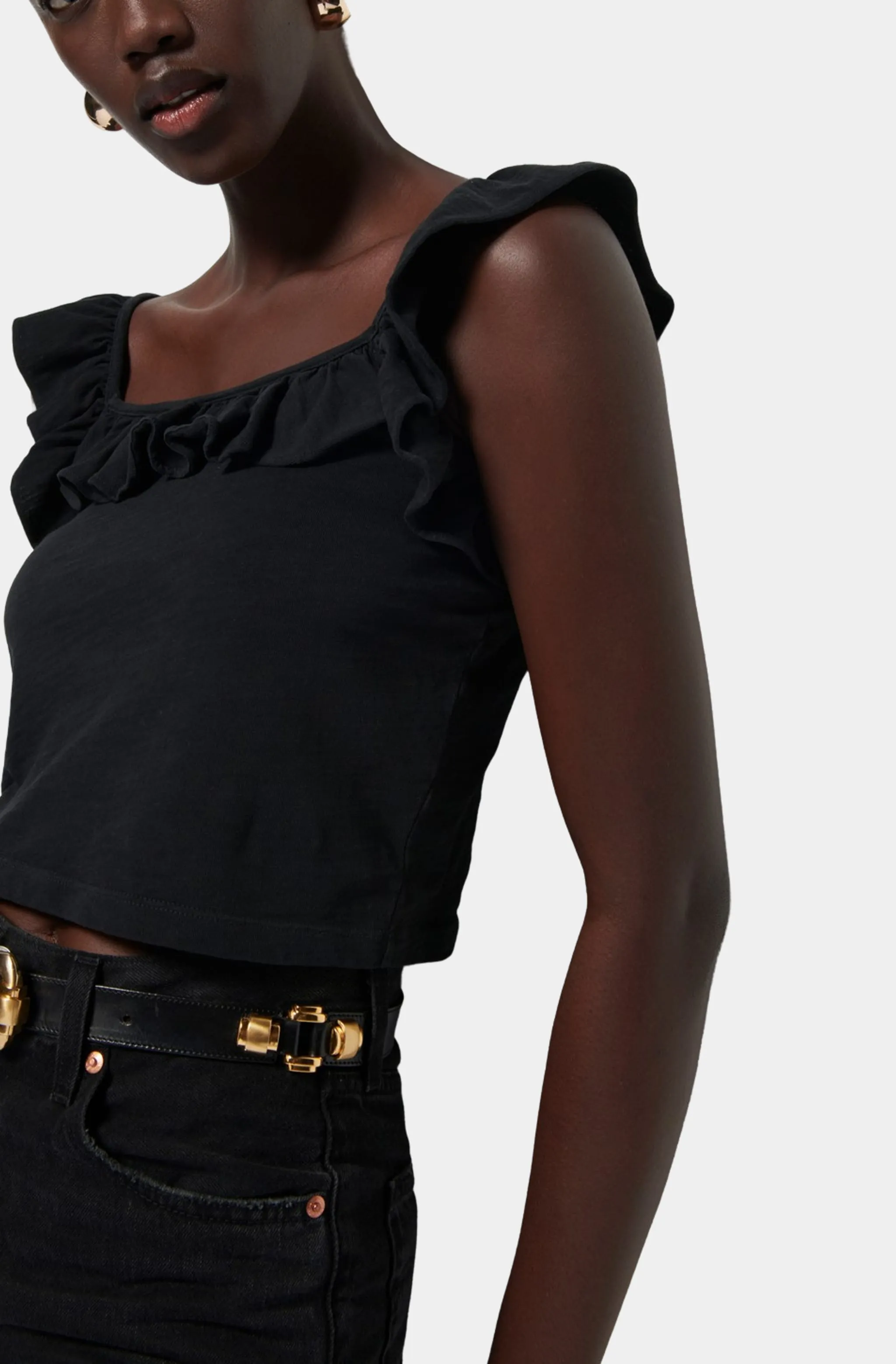 Rosa Solid Ruffle Top