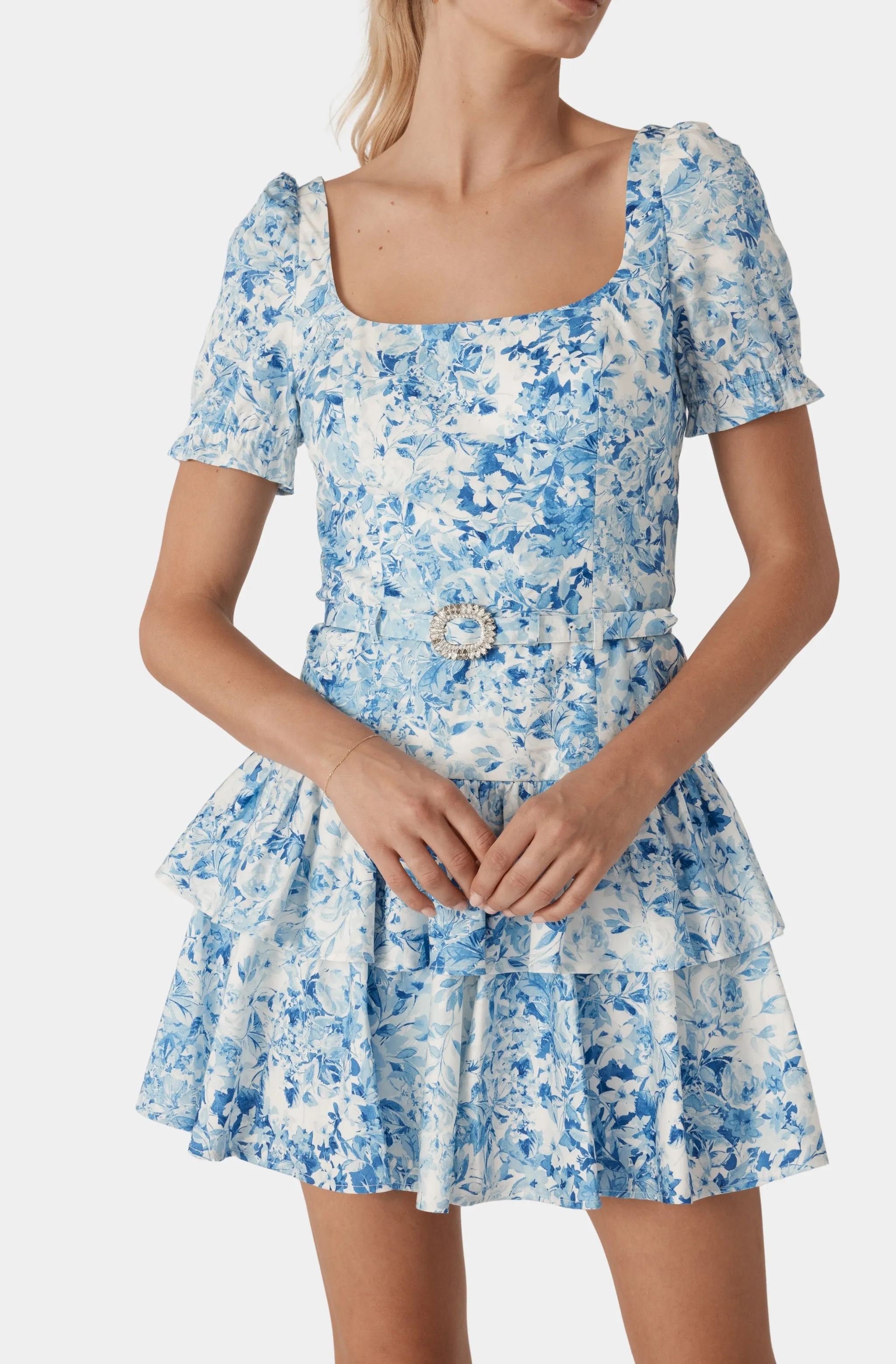 Rosette Floral Poplin Dress