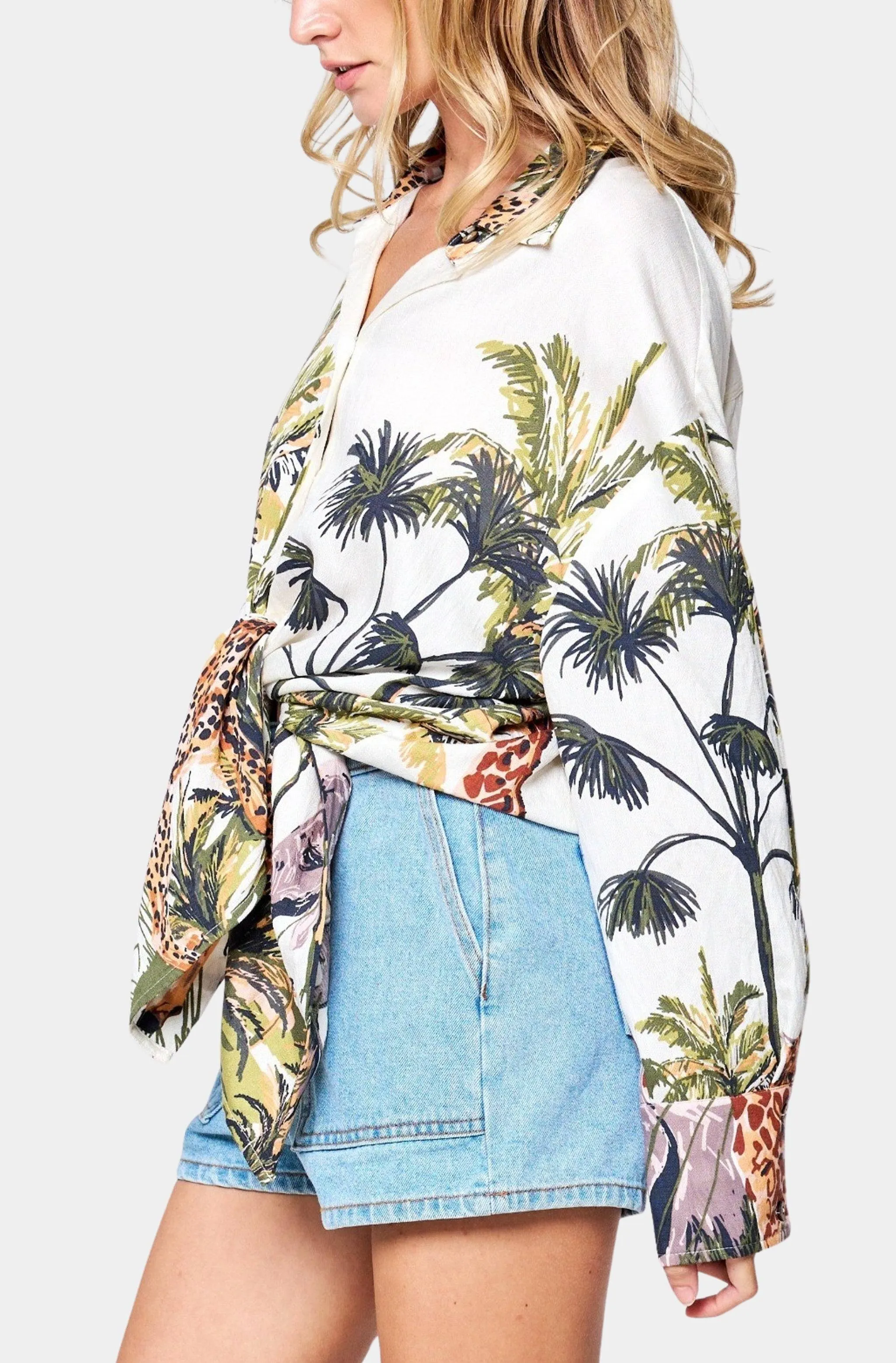 Rosita Safari Print Button-down Top