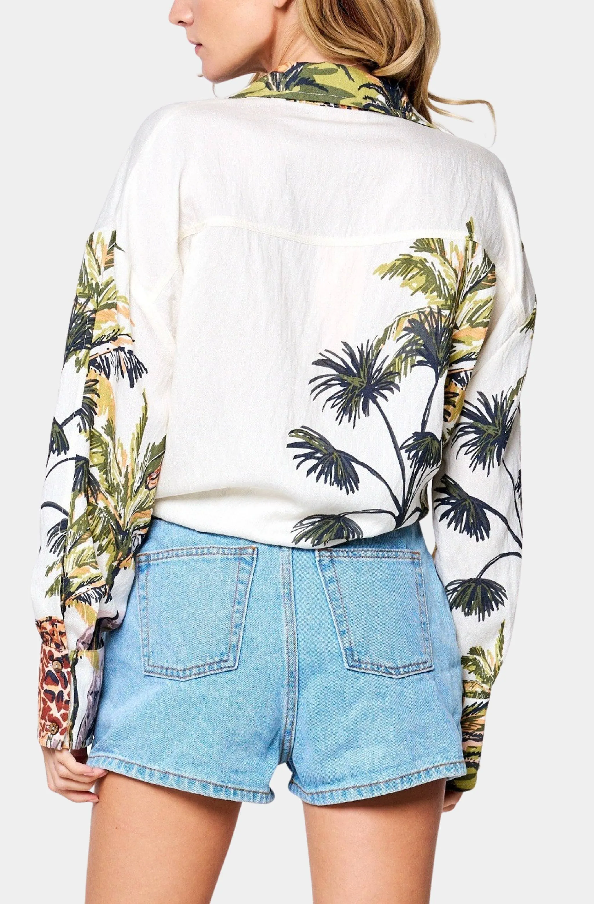 Rosita Safari Print Button-down Top