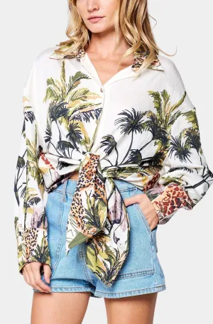 Rosita Safari Print Button-down Top